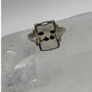 Moss Agate Ring in Sterling Silver Setting -Vintage 70's size 6